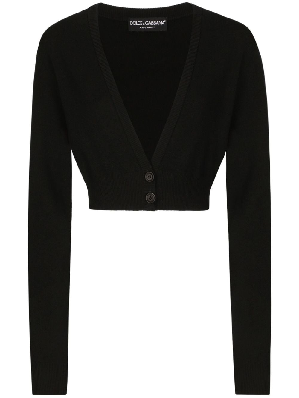 Dolce & Gabbana V-neck Cropped Cardigan In Black