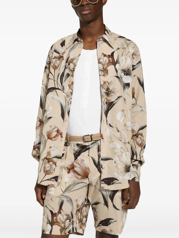 Dolce Gabbana Camisa Con Estampado Floral Neutro FARFETCH ES
