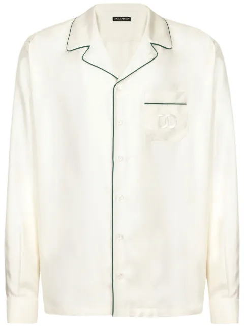 Dolce & Gabbana embroidered-logo silk-twill shirt