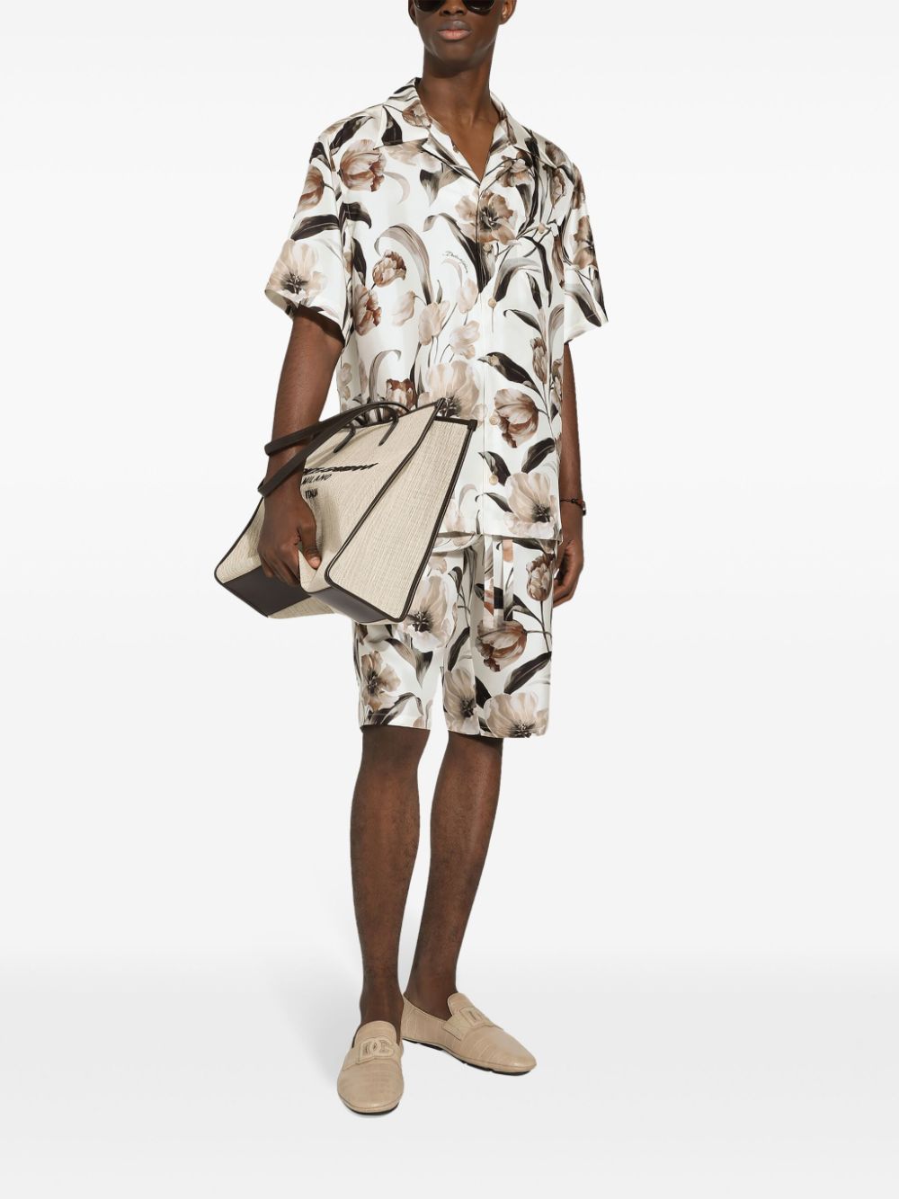 Dolce & Gabbana Zijden overhemd met tulpprint - Wit