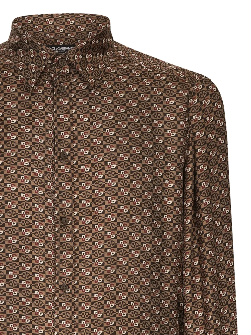 Dolce & Gabbana Zijden overhemd met geometrische print Bruin