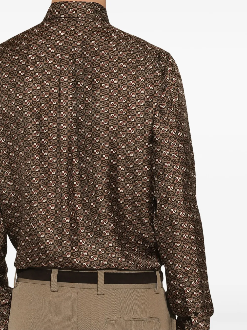 Dolce & Gabbana Zijden overhemd met geometrische print Bruin