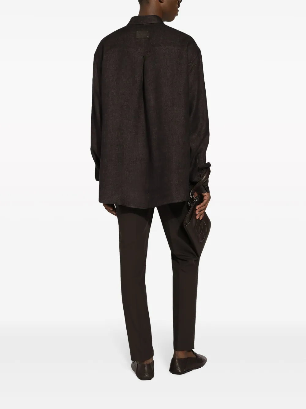 Shop Dolce & Gabbana Flap-pocket Linen Shirt In Brown