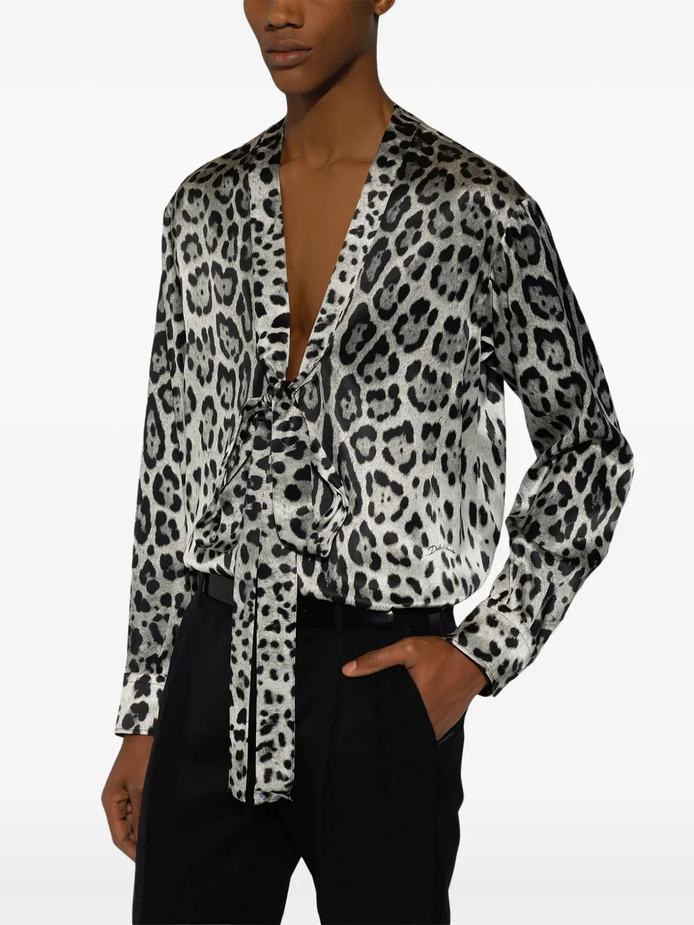 Dolce & Gabbana Overhemd met luipaardprint Grijs