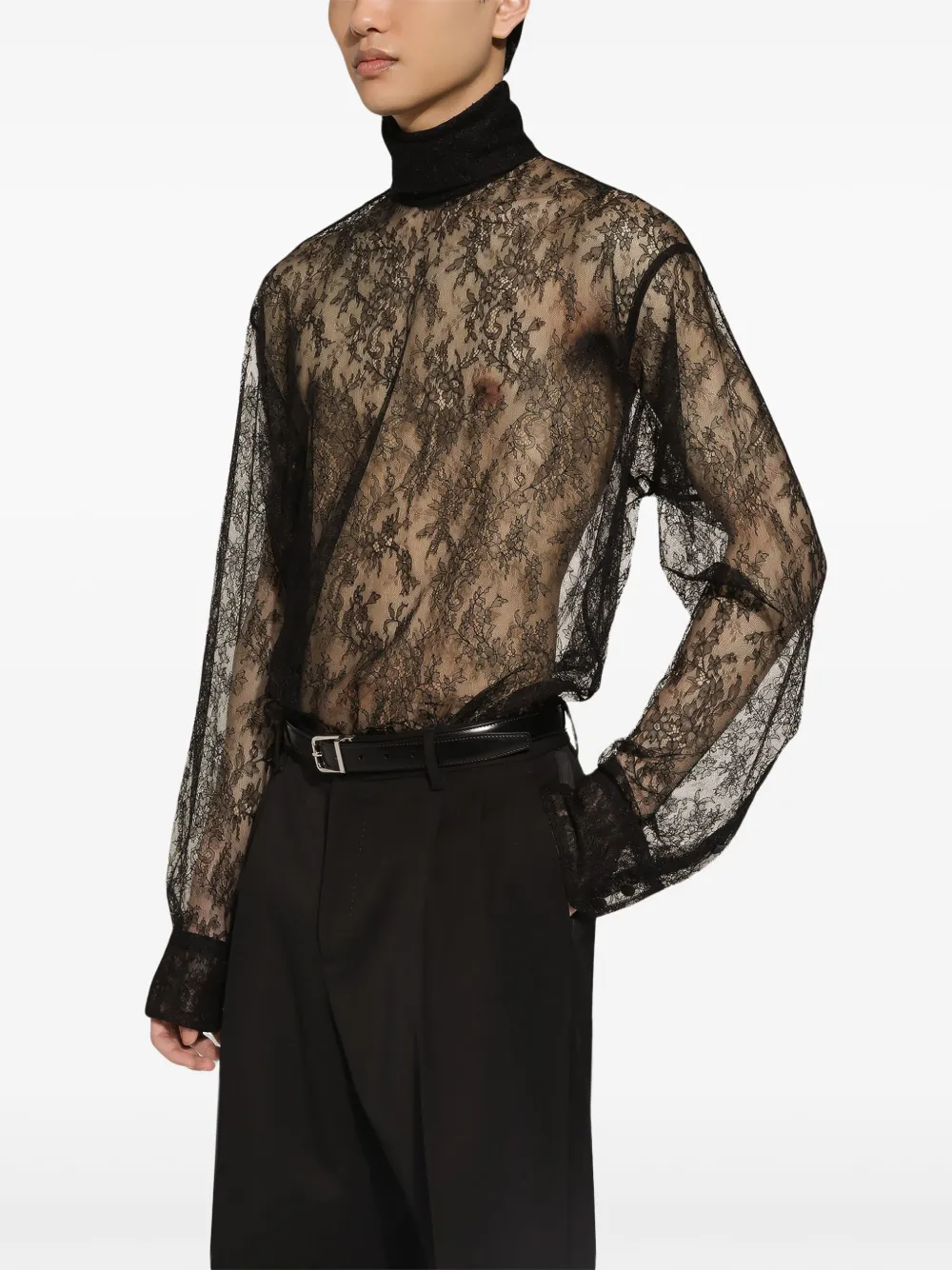 Dolce & Gabbana Kanten overhemd Zwart