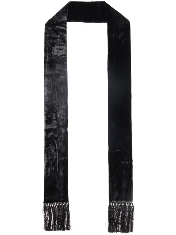 【新品】DOLCE & GABBANA LOGOED SCARF シルクマフラー Dolce & Gabbana フリンジ スカーフ | ブラック | FARFETCH JP