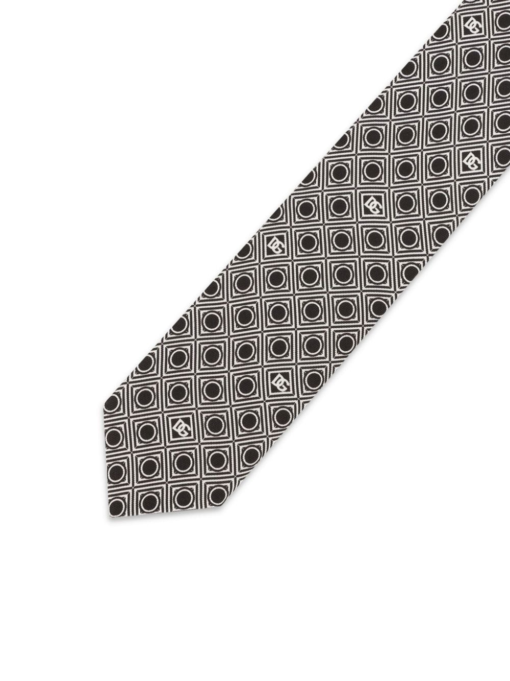 Shop Dolce & Gabbana Geometric-print Silk Tie In Black