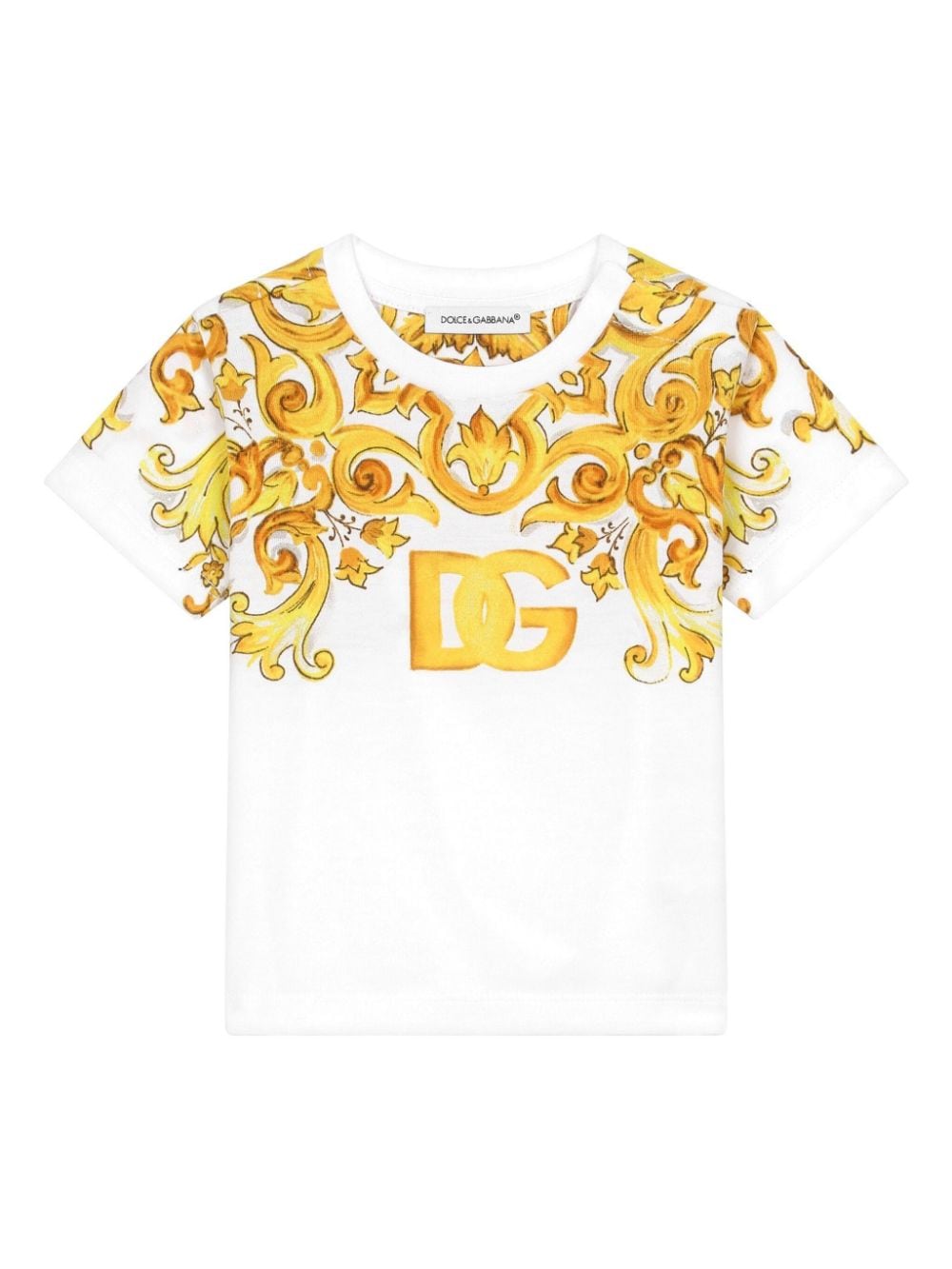 Dolce & Gabbana Kids' Majolica Motif T-shirt In Brown