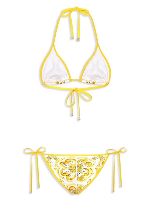 Dolce & Gabbana Majolica Triangle Bikini | Yellow | FARFETCH Dolce & Gabbana Majolica Triangle Bikini | Yellow | FARFETCH