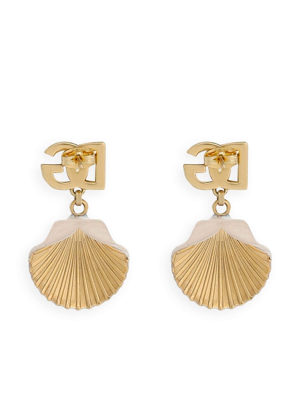 Shop Dolce & Gabbana Dg Shell Drop Earrings In Gold