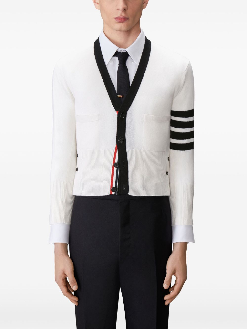 Shop Thom Browne Striped Cardigan In Weiss