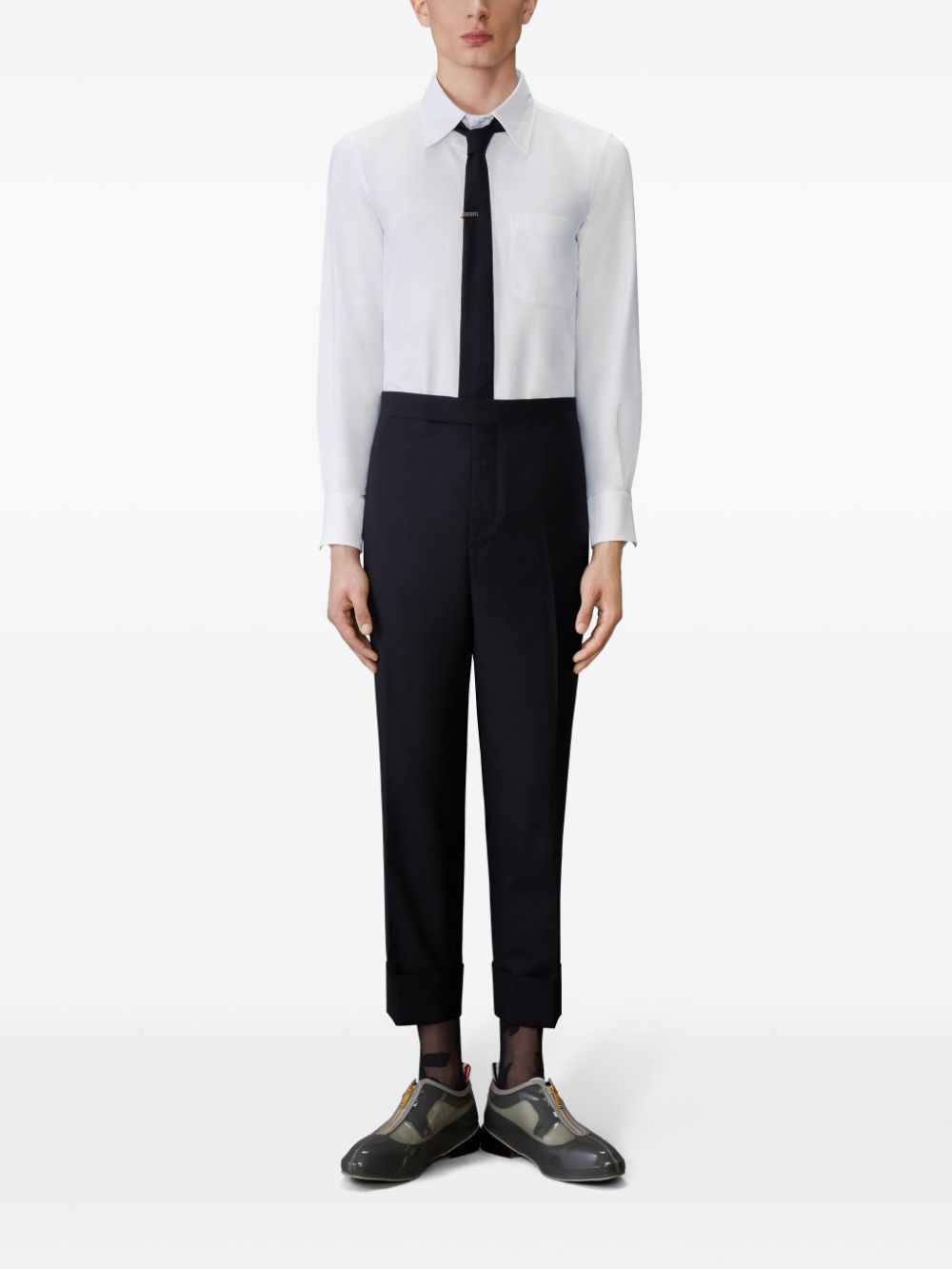 Shop Thom Browne Logo-appliqué Shirt In White