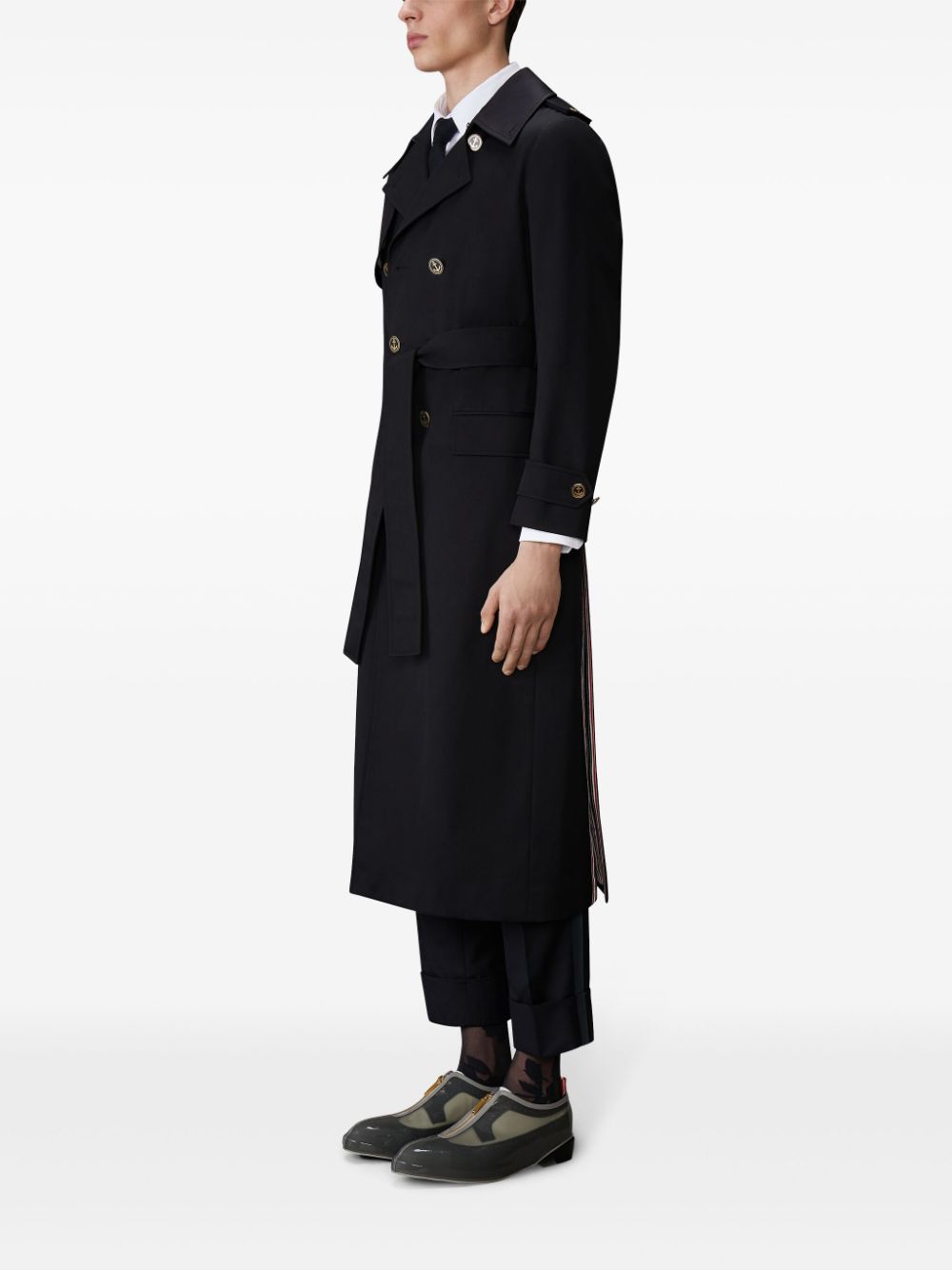 Shop Thom Browne Double-breasted Trench Coat In Black