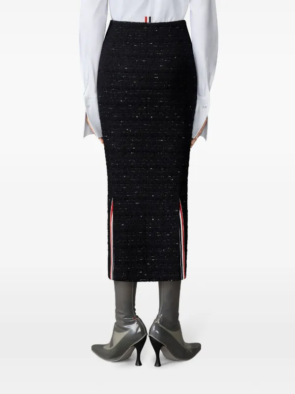 Thom Browne Tweed Pencil Skirt | Black | FARFETCH