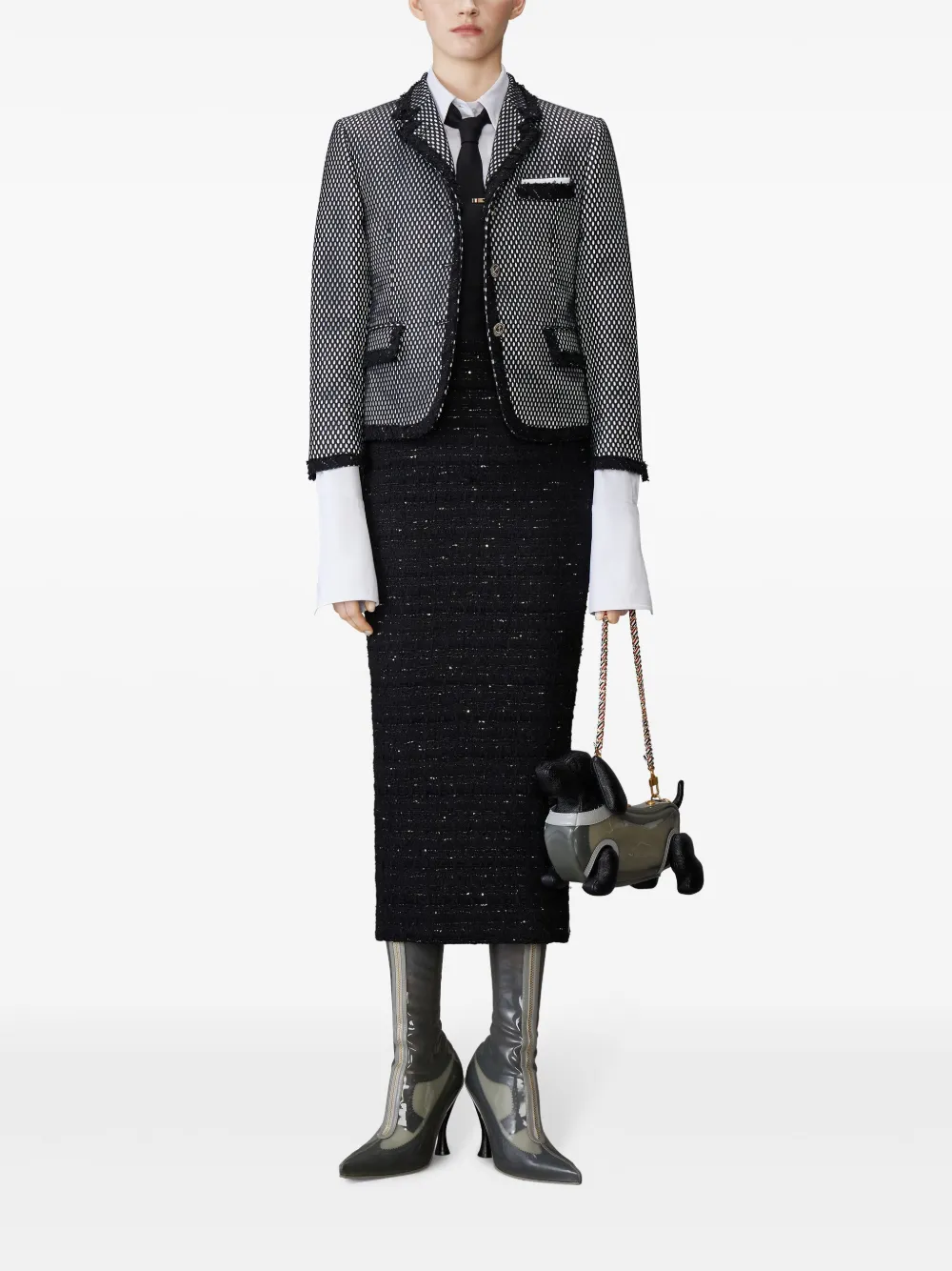 thombrowne Thom Browne Tweed kokerrok - Zwart