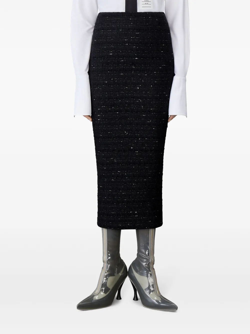 Thom Browne Tweed kokerrok Zwart