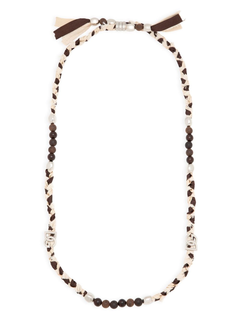 Dolce & Gabbana Braided Interwoven Necklace In Brown