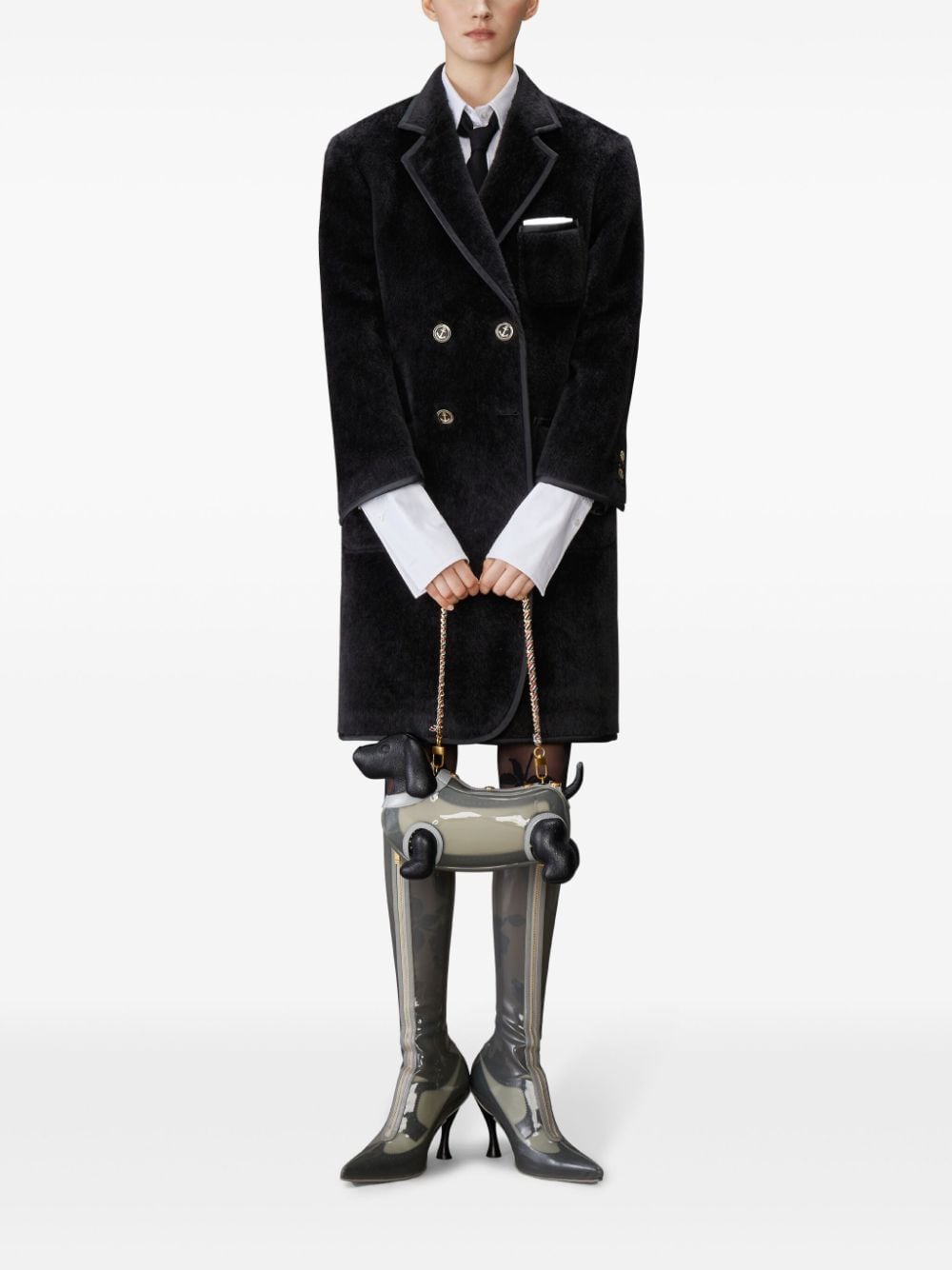 Shop Thom Browne Faux-fur Coat In Black