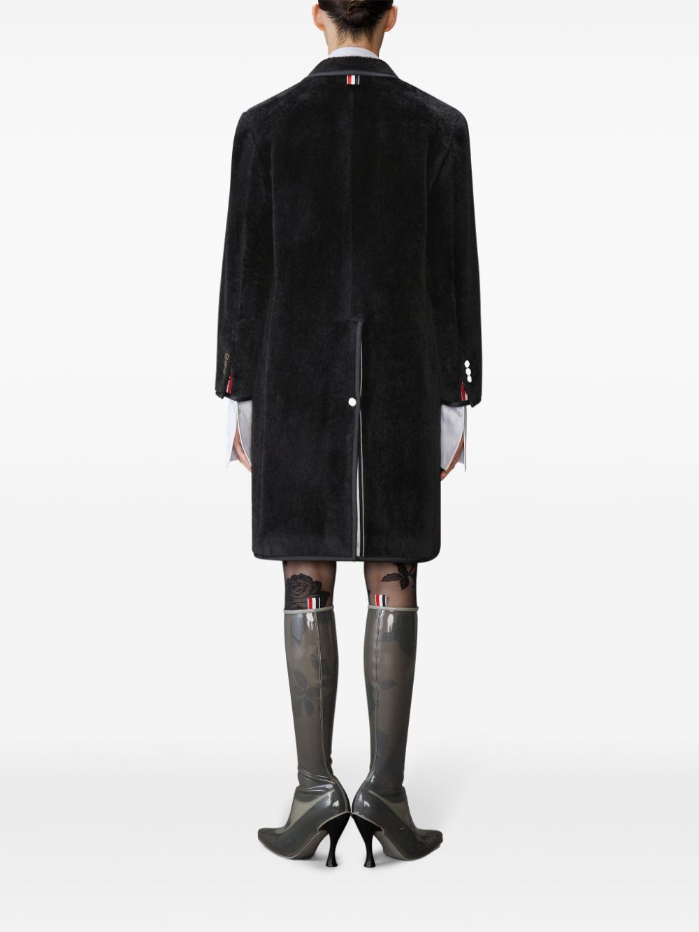 Shop Thom Browne Faux-fur Coat In Black