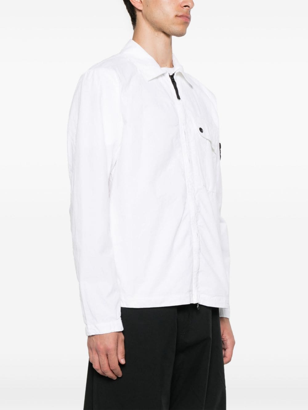 Shop Stone Island Compass-badge Shirt Jacket In White