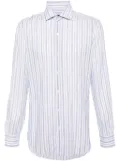 Barba halo-stripe semi-sheer shirt - White