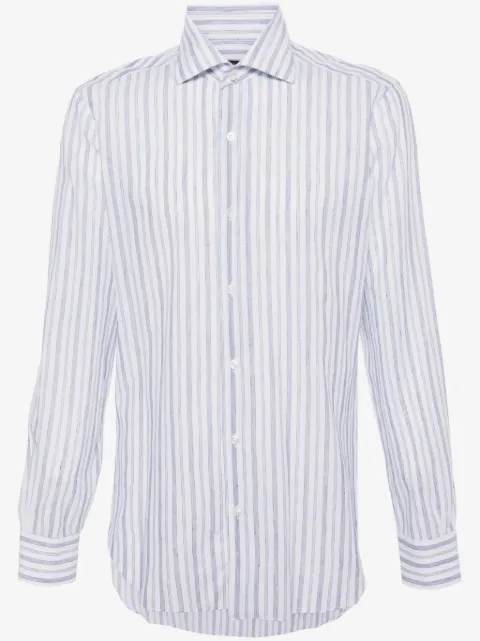 Barba halo-stripe semi-sheer shirt