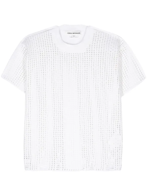 Junya Watanabe Panelled Open-knit Top in Neutrals