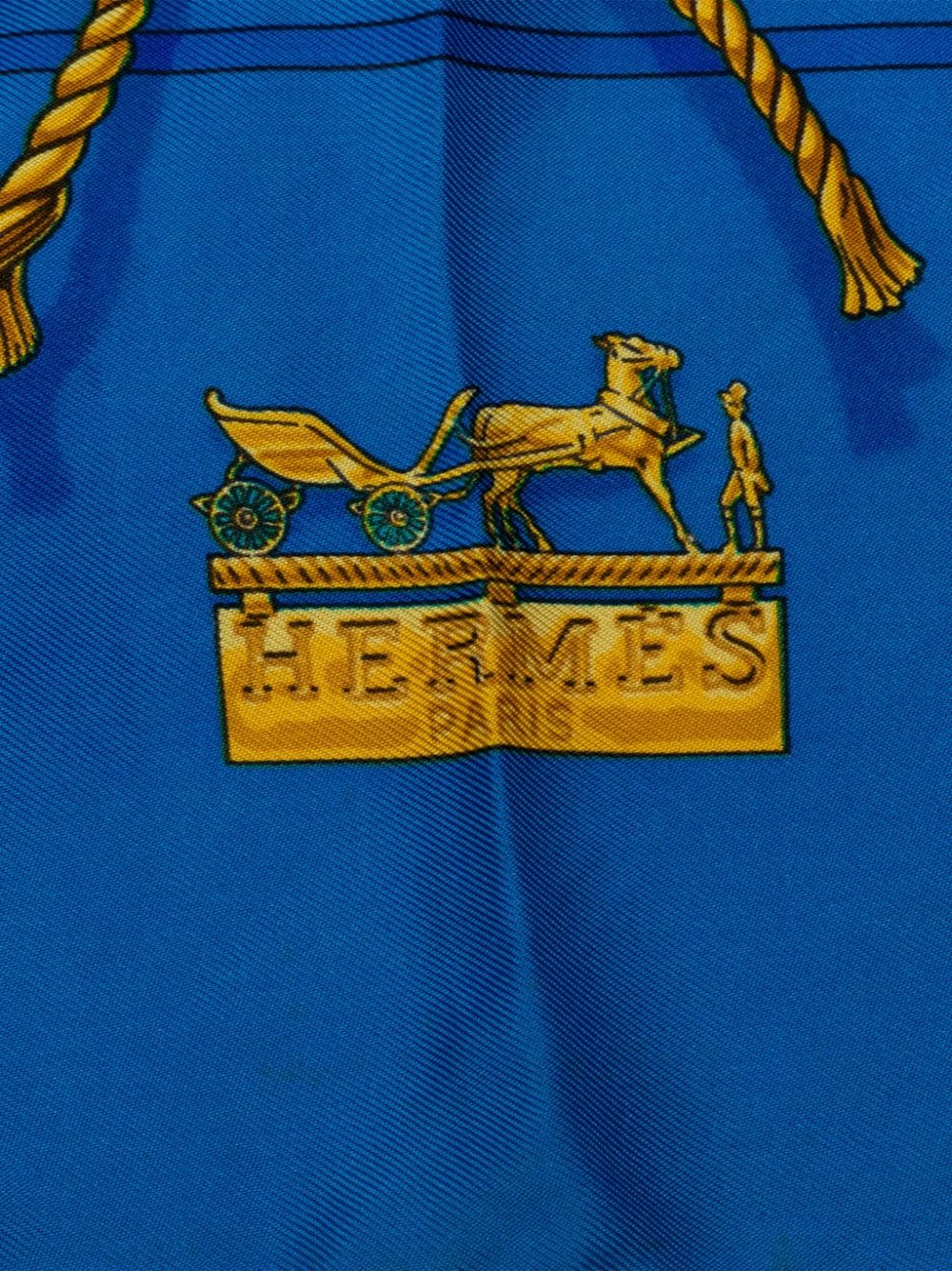 Pre-owned Hermes Clips Silk Scarf In Blue