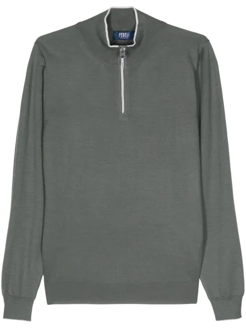 Pull en maille à col zippé - Fedeli - Modalova