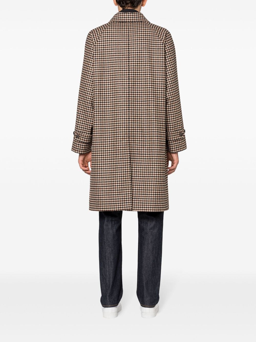 Shop Mackintosh Belford Checked Coat In Brown