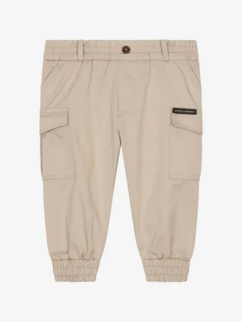 Dolce & Gabbana Kids pantalon en coton à patch logo