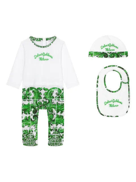 Dolce & Gabbana Kids majolica-print cotton romper (set of three)
