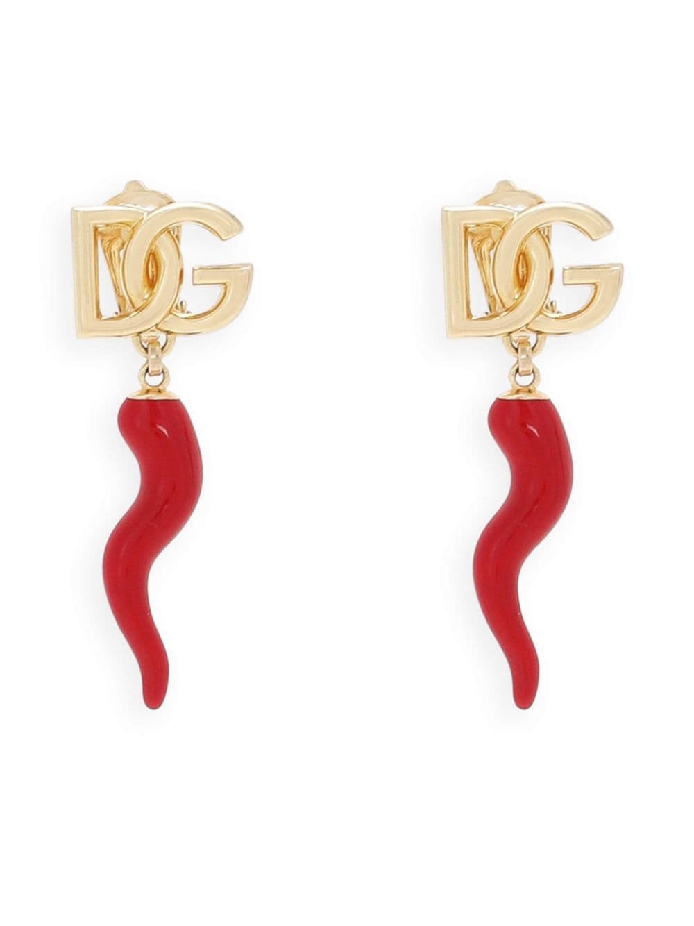 Dolce & Gabbana Dg Horn Drop Clip-on Earrings In Gold