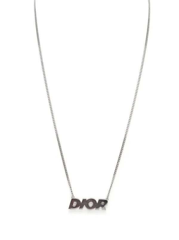 Christian Dior Pre Owned 20th Century Pre Owned Dior Homme Logo Pendant Costume Necklace Silver FARFETCH IL