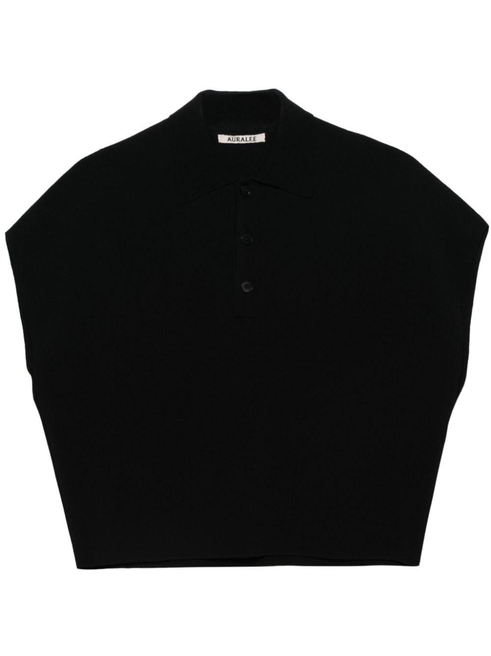 Auralee Ribbed-knit Polo Shirt In Black