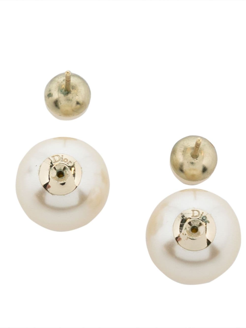 Pre-owned Dior 20th Century Faux Pearl Clip On Costume Earrings In White