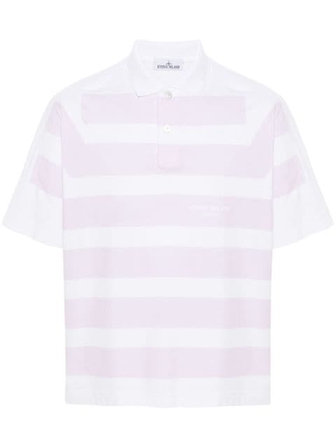 Stone Island striped cotton polo shirt 