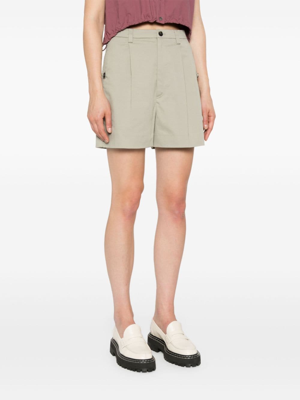 Shop Tela Pleat-detail Bermuda Shorts In Green