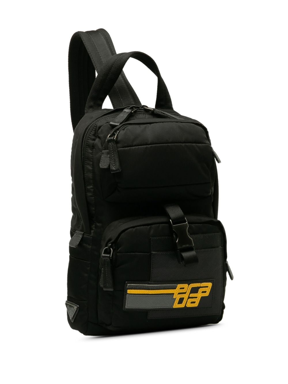 Pre-owned Prada 2010-2023 Logo Patch Lightweight Crossbody Backpack In Black