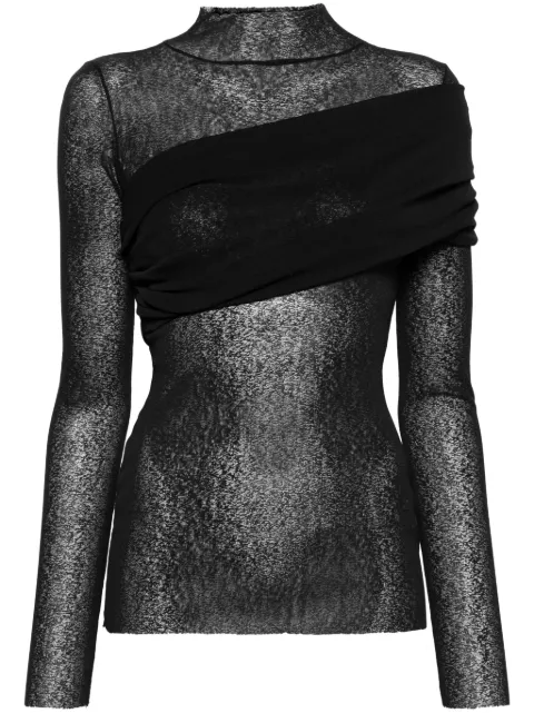 Atu Body Couture x Rue Ra pleat-detail semi-sheer top