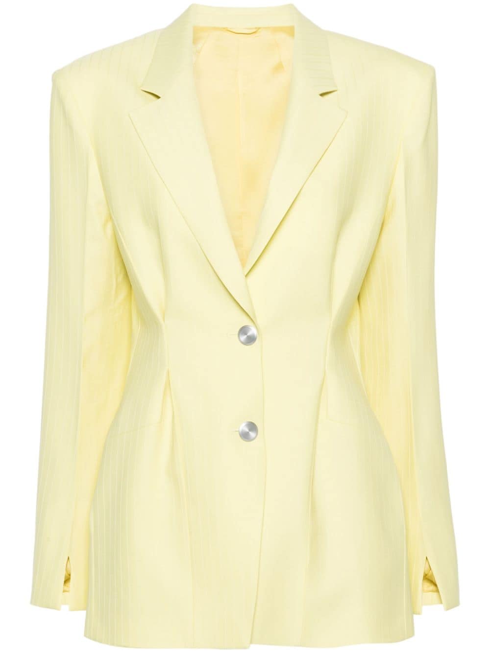 Del Core Striped Wool Blazer In Yellow