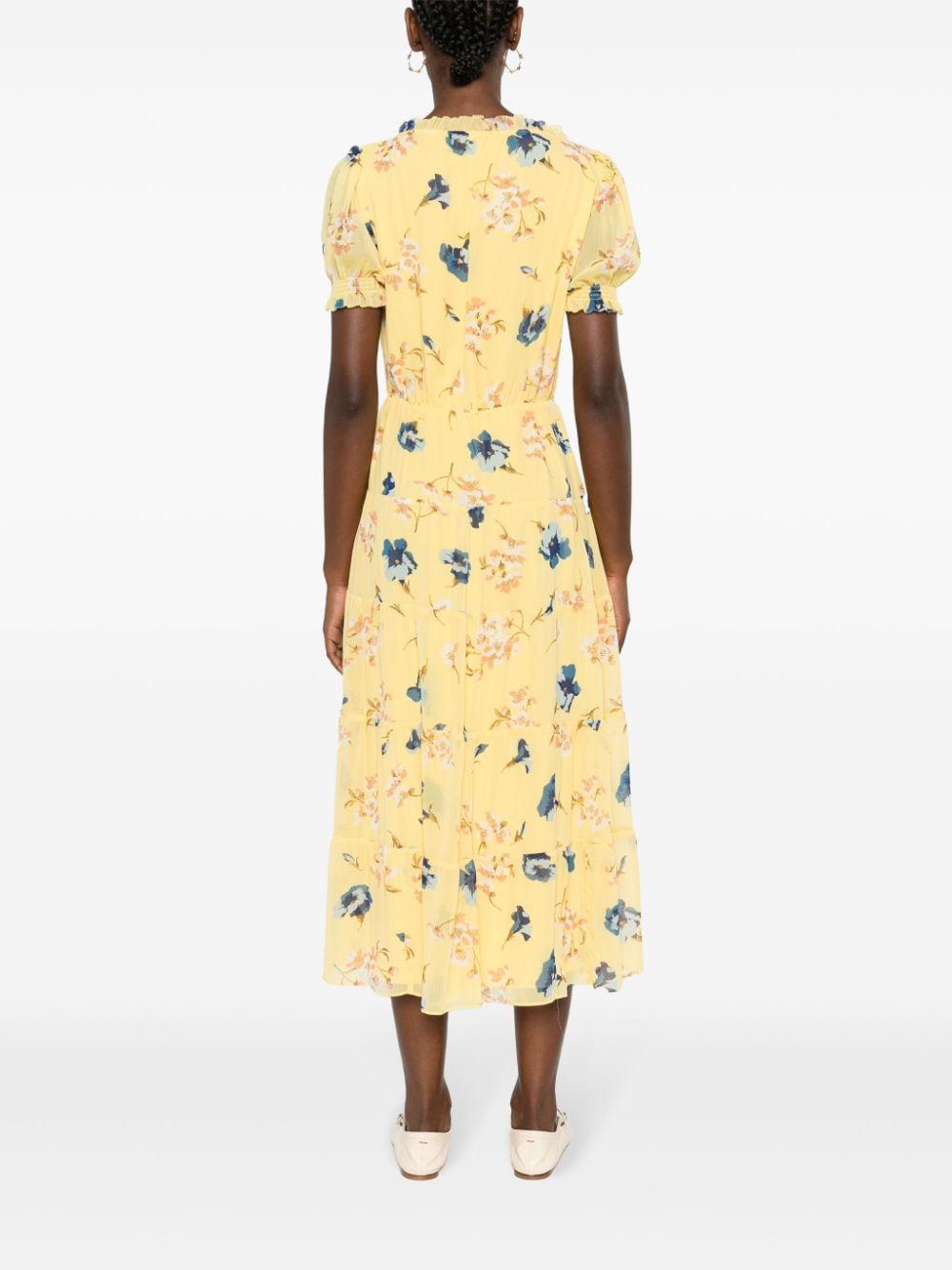 Shop Lauren Ralph Lauren Floral Crepe Maxi Dress In Yellow