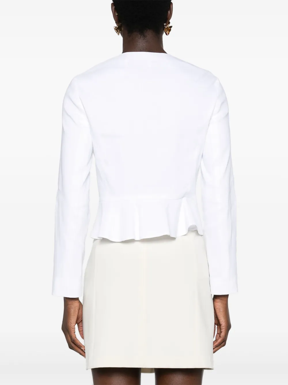 Shop Theory Peplum-hem Cropped Jacket In White