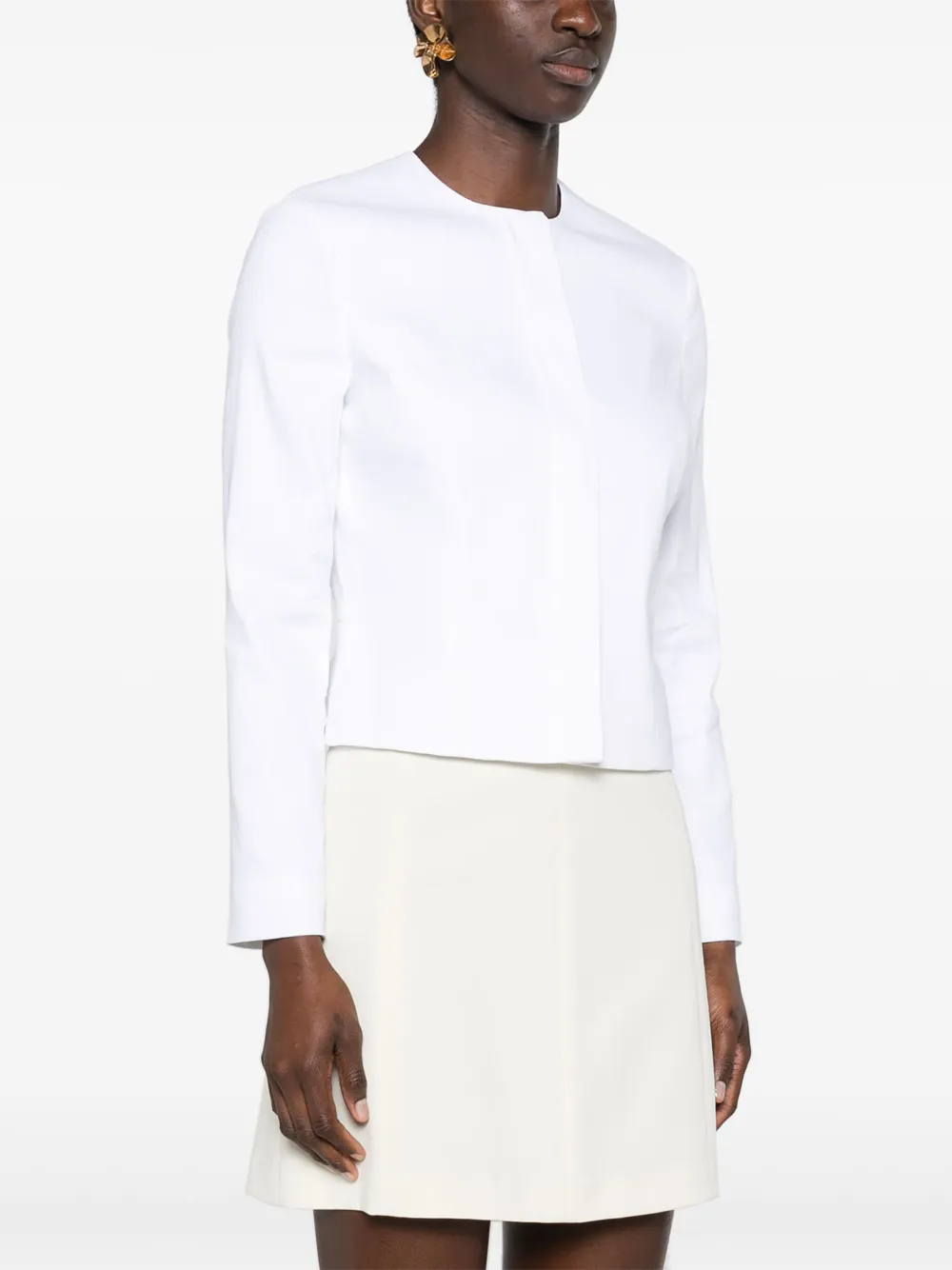 Shop Theory Peplum-hem Cropped Jacket In White