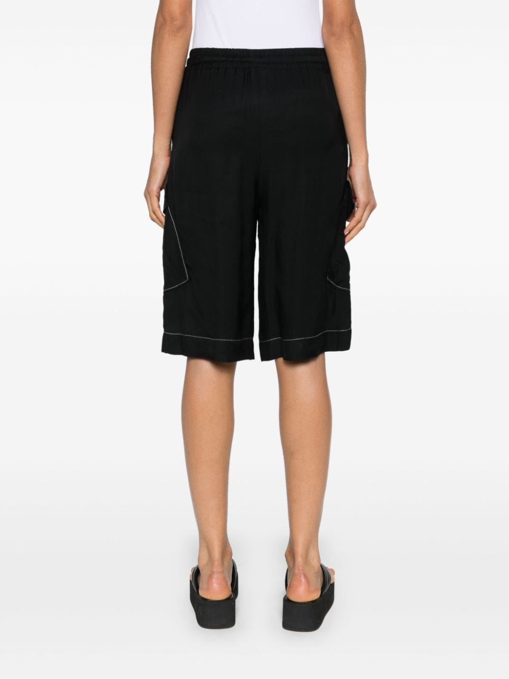 Shop Pinko Drop-crotch Cargo Shorts In Black