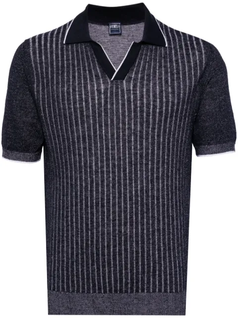 Fedeli spread-collar ribbed polo shirt
