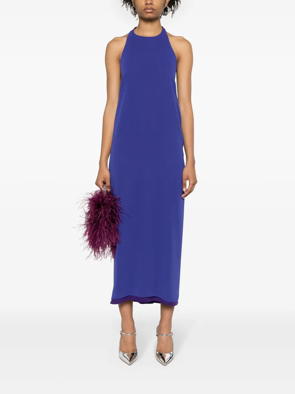 Shop Blanca Vita Acmea Draped-detail Dress In Purple