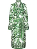 Dolce & Gabbana majolica-print silk robe - Green