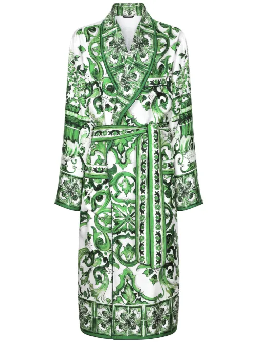 Robe de chambre à imprimé majolica - Dolce & Gabbana - Modalova