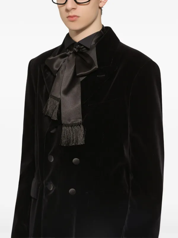 Dolce & Gabbana Velvet double-breasted Coat | Black | FARFETCH